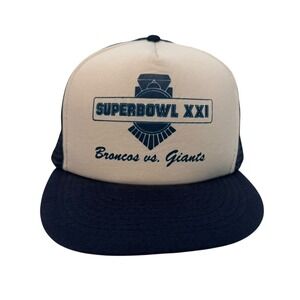 Vintage Super Bowl XXI Hat Mesh Trucker Snapback 80s NFL Football Broncos Giants
